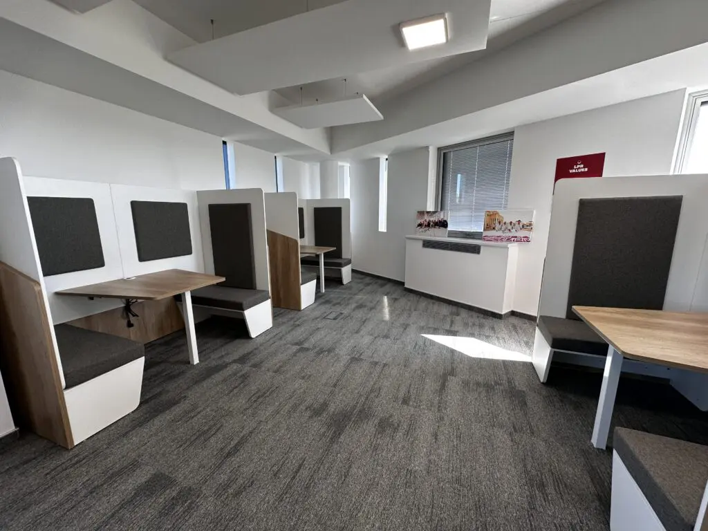 Quiet, private booths