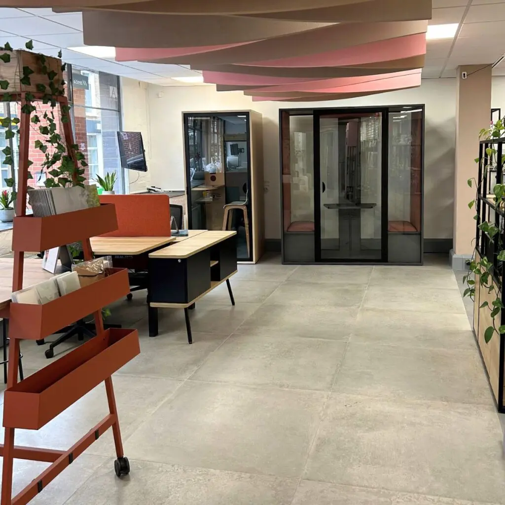 London's buronomic showroom during the Clerkenwell Design Week 2025 festival, showcasing sustainable and innovative design solutions for well-being at work.